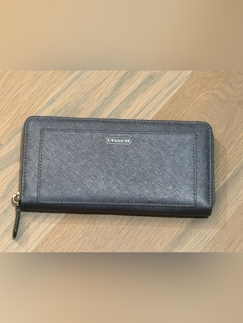 Coach Silver Textured Leather Wallet